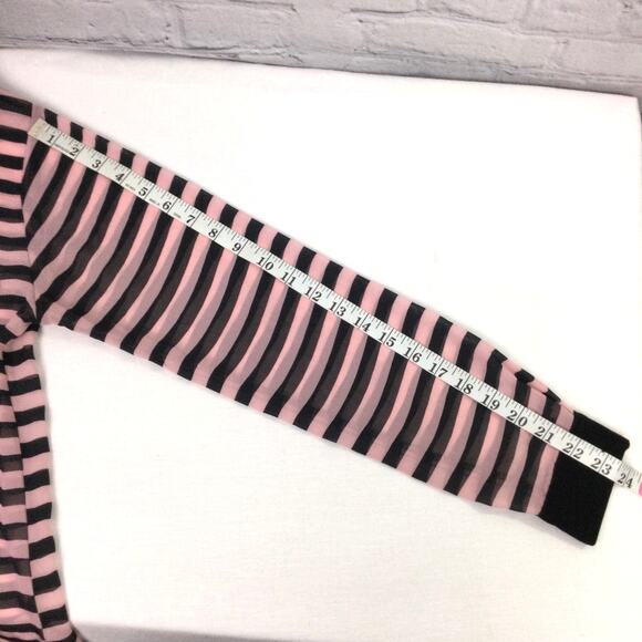 Monteau Sheer Sailor Stripe Collared Lightweight Button Down Front Pocket Top L - Picture 11 of 12